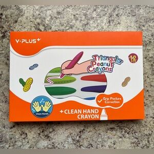 Y-Plus Triangular Peanut Crayons - Orange & White Box